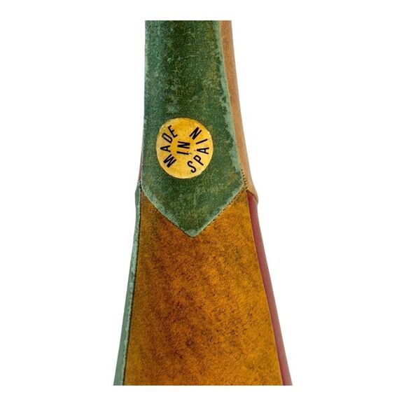 Vintage Spanish Leather Clad Decorative Wine Bottle Decanter Cork Stopper Chain - Picture 4 of 10